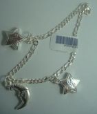 Pulseira Feminina Banhado a Prata com Lua e Estrela